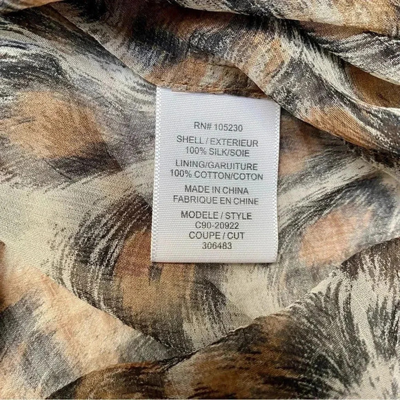 Joie Silk Leopard Print Sheer Blouse Top XS Animal Print Drop Shoulder Designer - Picture 13 of 13